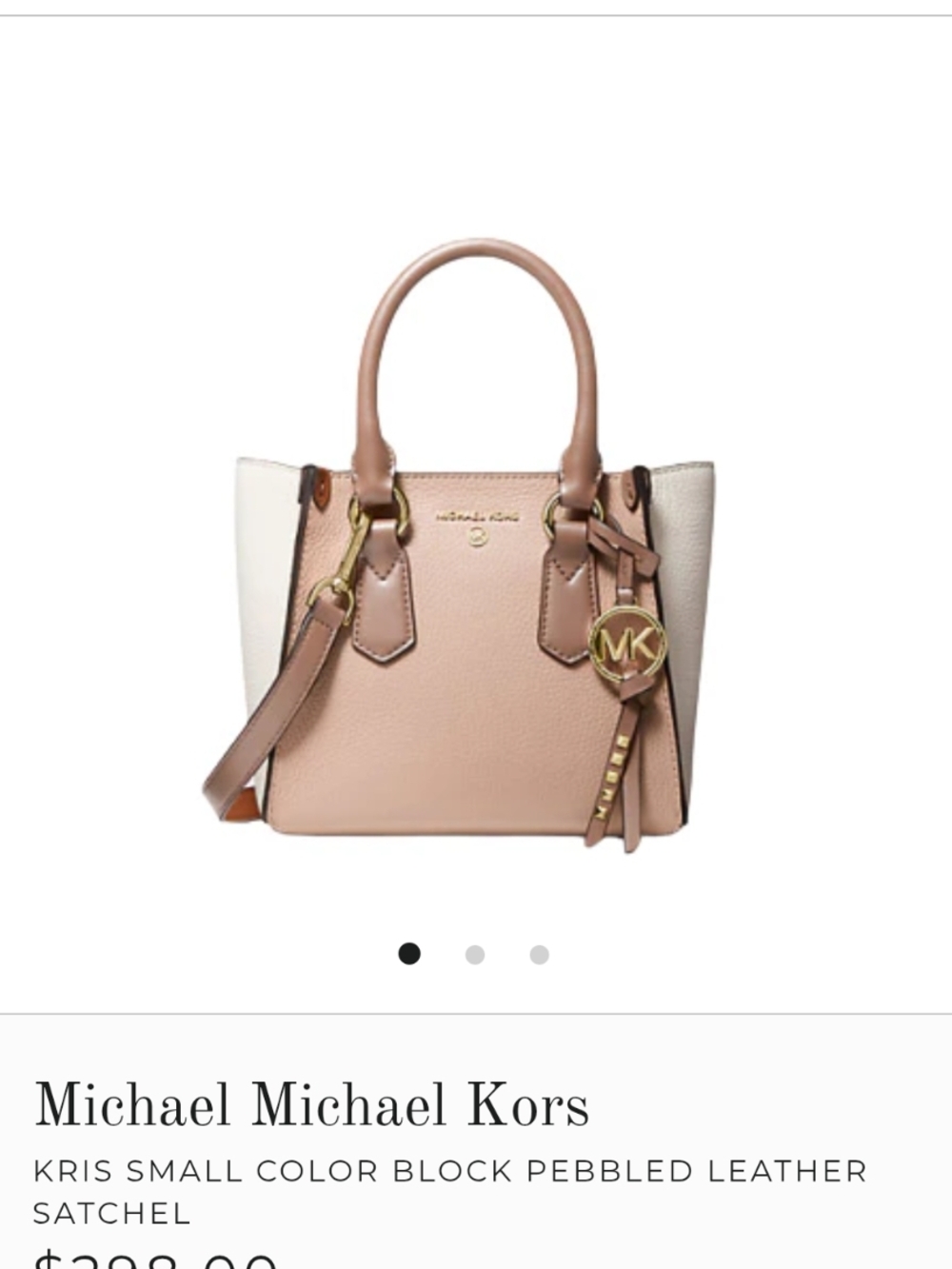 Michael Kors Kris Pink and White Pebbled Leather Crossbody Satchel
